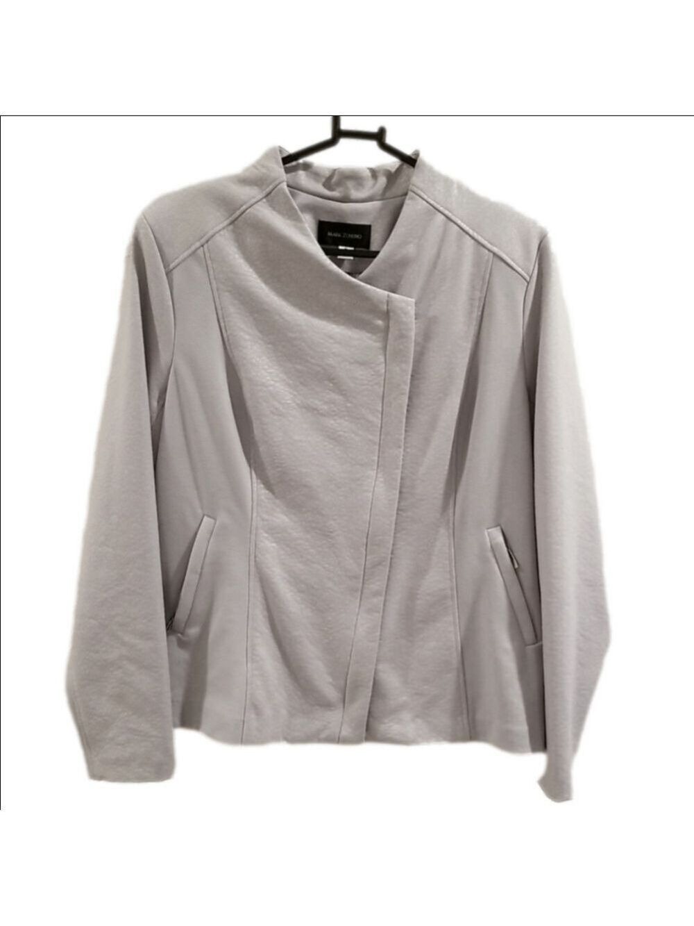 Mark Zunino Moto Jacket Gray Textured Polyester Medium
